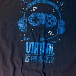 Wonder Nation Black Tee with Blue Pattern